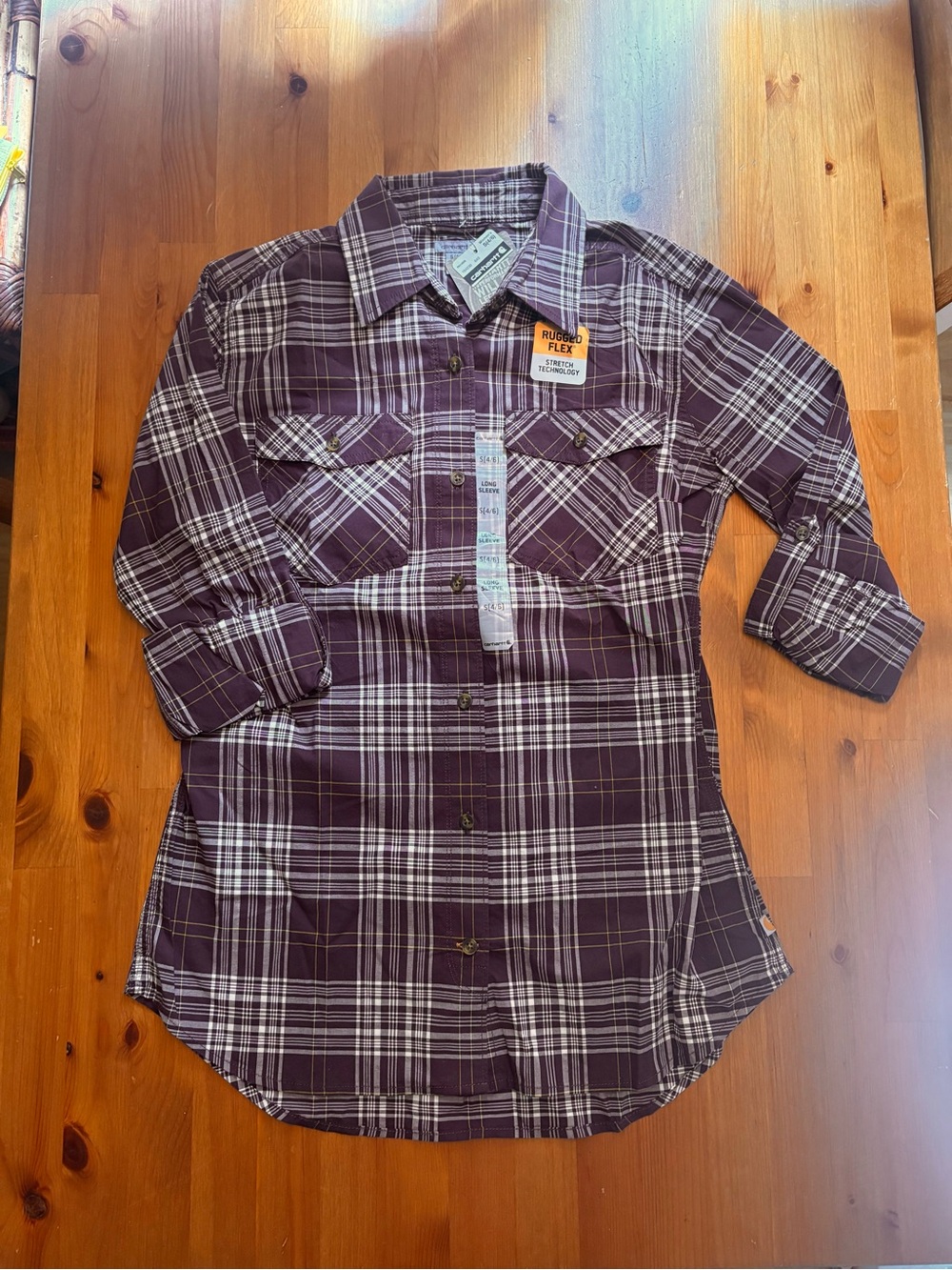 Women’s Plaid Button-Up Shirt - Maroon